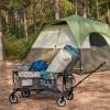 image:imageTimber Ridge Collapsible Outdoor Folding Wagon Cart Heavy Duty Camping Patio Shopping Garden Cart with Side Bag Cup Holder GreyTan